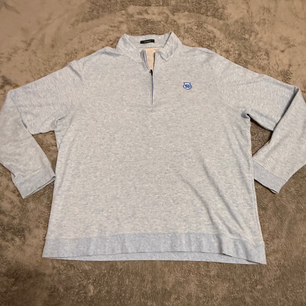 Turtleson Mens XL Light Blue Heathered Quarter 1/4 Zip Pullover Athletic Sweater